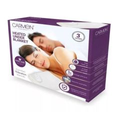 Carmen C81155 King Size Heated Underblanket, 120X135cm, Single Control, 3 Heat Settings