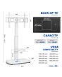 TTAP FS1-WHT Fs1 Floor Pedestal TV Stand In White, Upto 65inch, 7 Height Positions, Max 40Kg