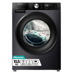 Hisense WF3S1043BB3 10.5kg 1400 Spin Steam Wash Black