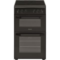 Hotpoint HTE5VCB 50Cm Ceramic Twin Cavity Electric Cooker