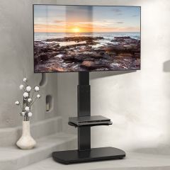 TTAP FS1-BLK Fs1 Floor Pedestal TV Stand In Black, Upto 65", 7 Height Positions, Max 40Kg