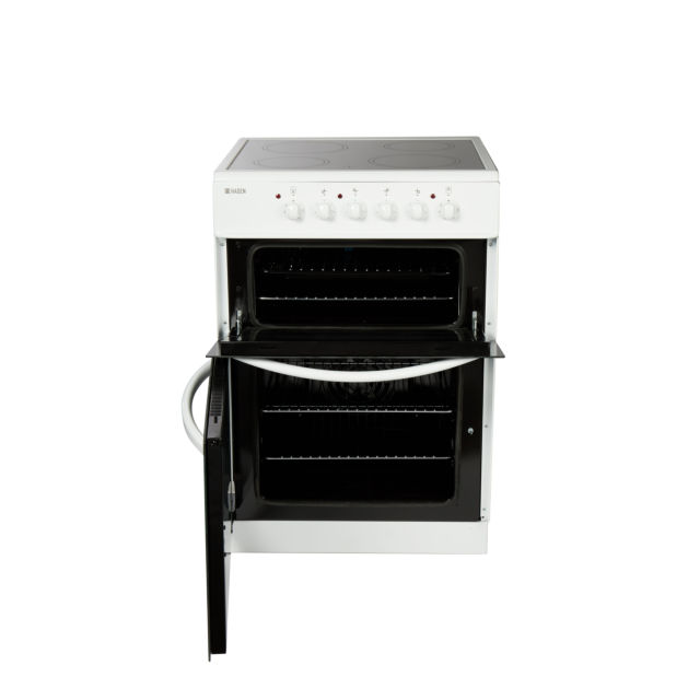 Haden HE60DOMW 60cm Double Oven Electric Cooker with Ceramic Hob - White