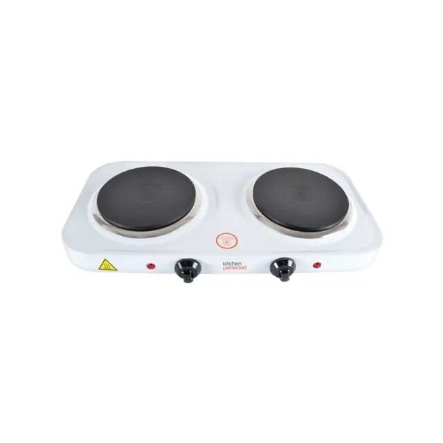 Kitchen Perfected E4202WH Double Hotplate, Portable, 2000W