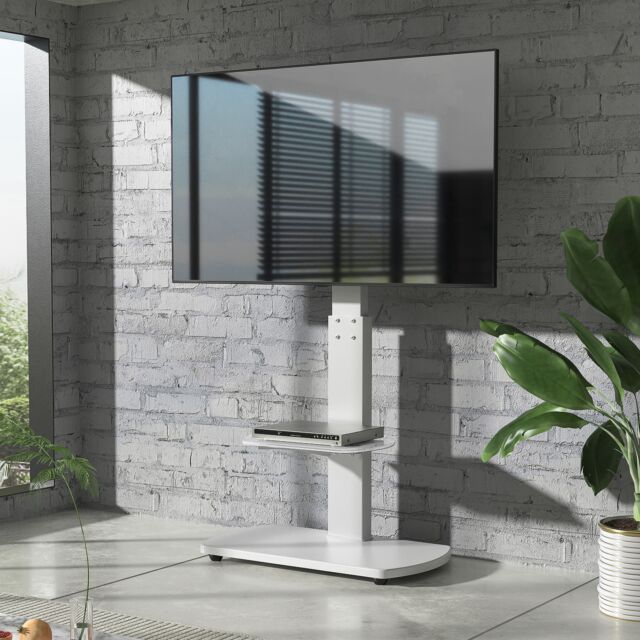 TTAP FS1-WHT Fs1 Floor Pedestal TV Stand In White, Upto 65inch, 7 Height Positions, Max 40Kg