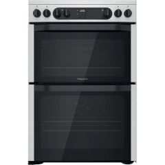 Hotpoint HDM67V9DCX/UK 60Cm Freestanding Electric Cooker, Ceramic Top, Double Oven,49L /77L , A Rate