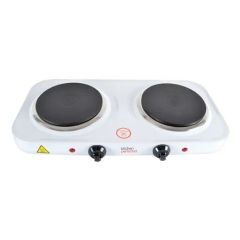 Kitchen Perfected E4202WH Double Hotplate, Portable, 2000W