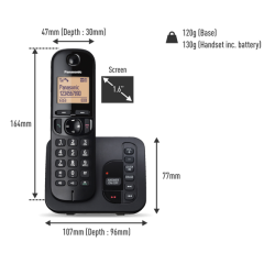 Panasonic KX-TGC220EB Dect Single Phone Ans/Machine