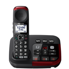 Panasonic KXTGM420EB Single Cordless Phone, Answering Machine, Upto 100Db Boost, Hearing Aid Compati