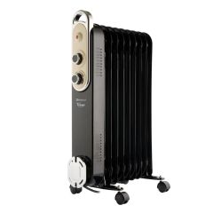 Rediffusion REDB14KBLKE Vintage 9 Fin Oil Filled Radiator, 2Kw