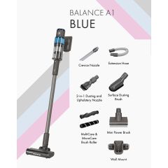 SEBO 95001GB Balance A1 Cordless Stick Vacuum - 48 Minutes Run Time - Basalt Grey/Blue
