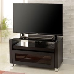 TTAP ELECAB-850-BLK Elegance Cabinet Stand, W/ Glass Top, W- 850Mm