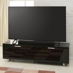 TTAP SOR-1600-BLK Sorrento 1600Mm, High Gloss TV Cabinet With Colour-Matched Bonded Glass Top And Ma